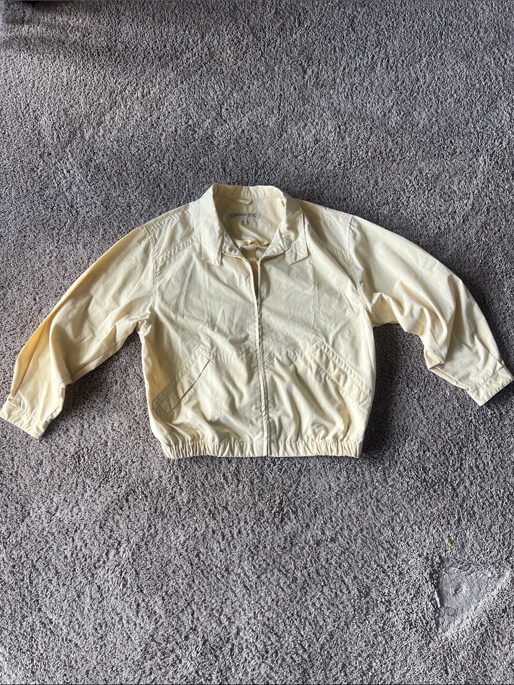 London Fog Cream Yellow Zip Up Collared Harrington Jacket Mens Size XL